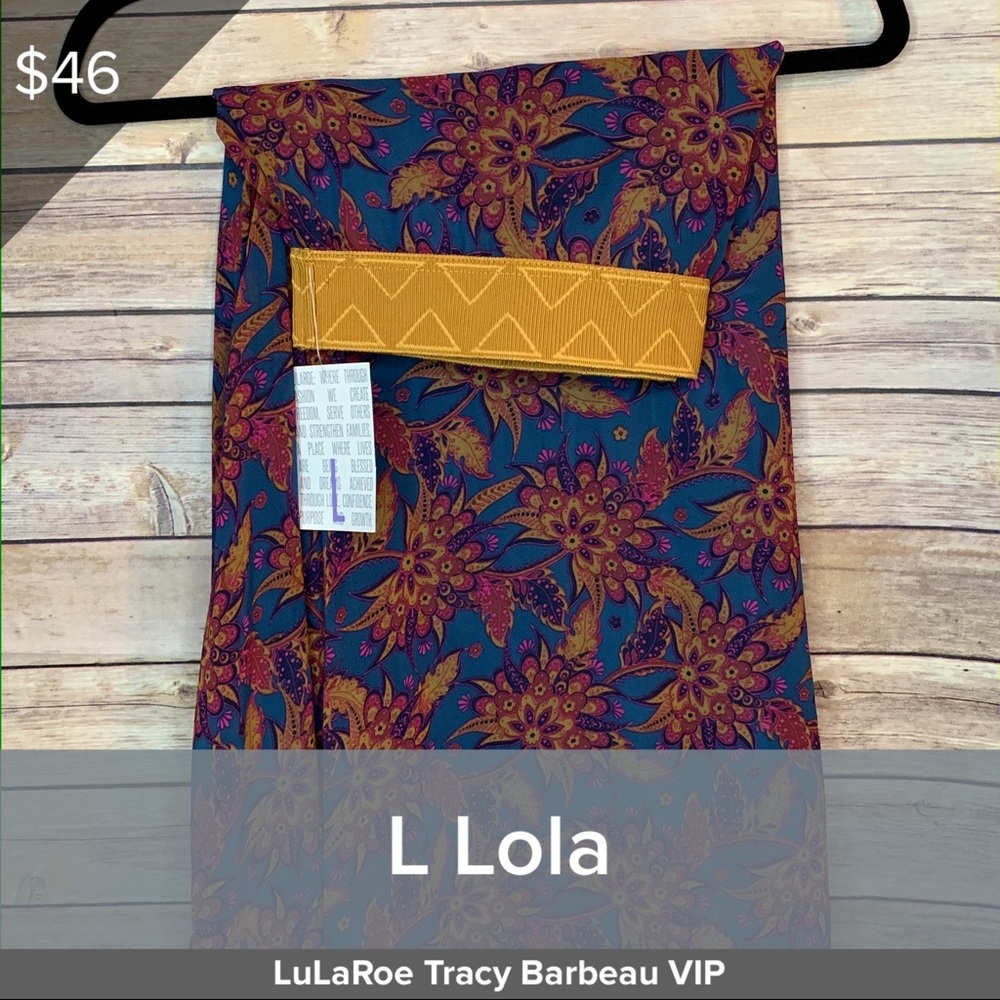LuLaRoe Floral Skirt in Blue and Gold